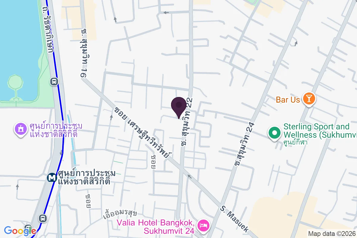 แผนที่เส้นทางเดินจากBTS พร้อมพงษ์ไปAguston Sukhumvit 22 ย่านพร้อมพงษ์