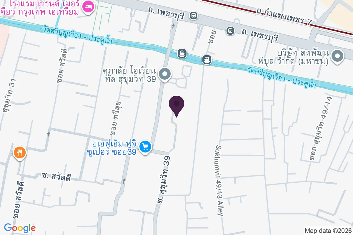 แผนที่ตำแหน่งศุภาลัย เพลส สุขุมวิท 39