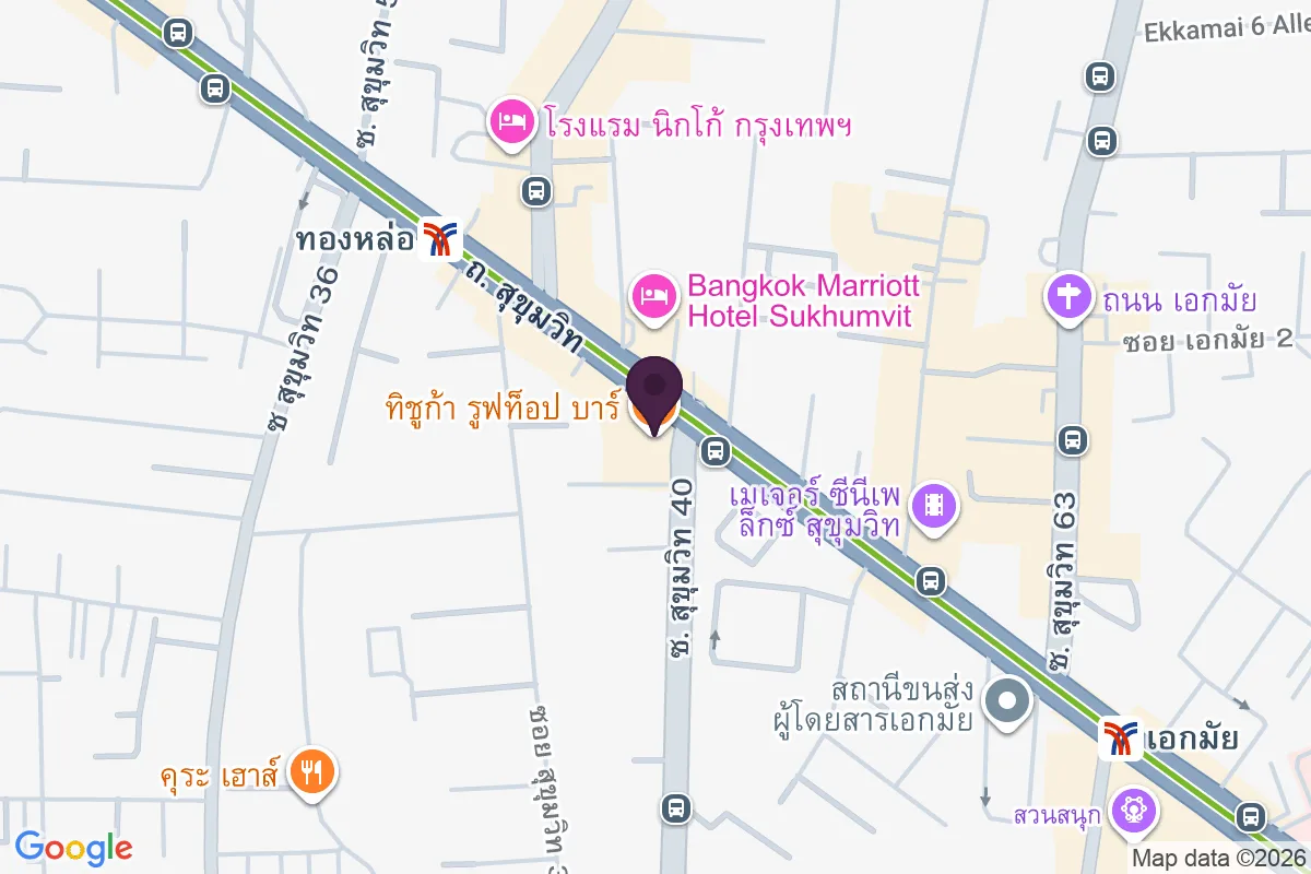 แผนที่ตำแหน่งทิชูก้า รูฟท็อป บาร์